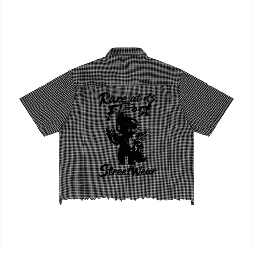 RAIF Distressed Plaid Boxy Shirt